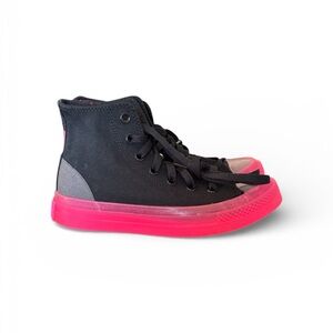 Converse Women’s Black and Neon Pink High-Tops